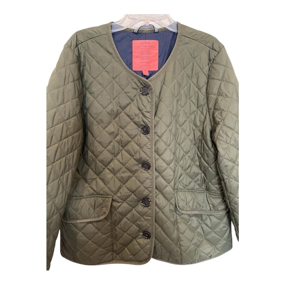 J. Crew Quilted Puffer Jacket  olive green size 10 - Picture 4 of 9